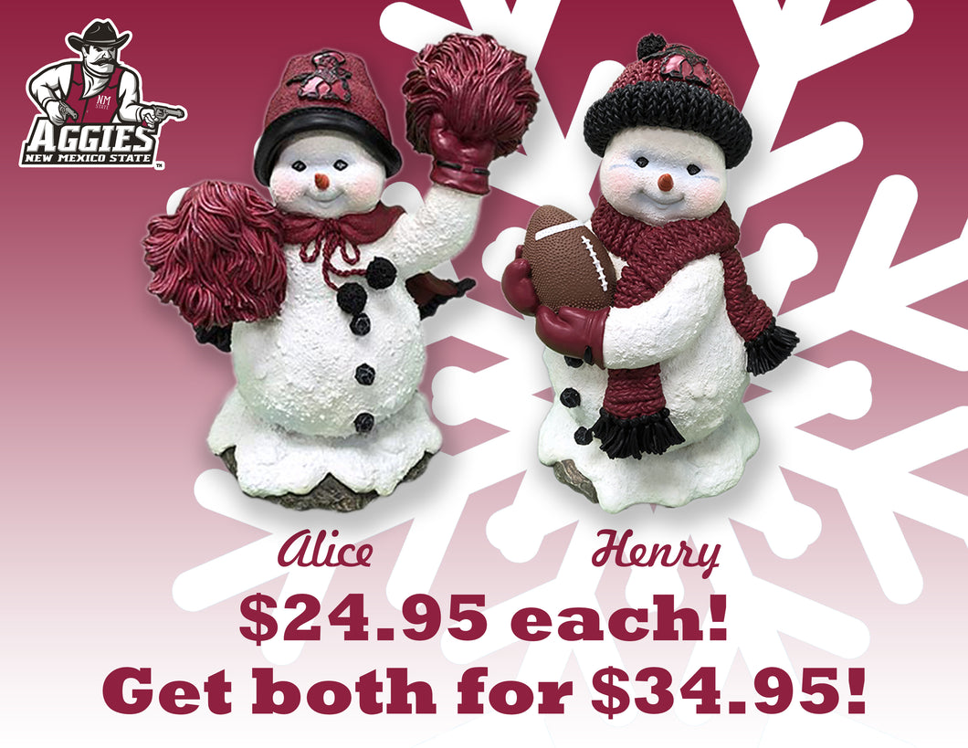Aggie Alice and Aggie Henry Snowman Figure Combo Pack