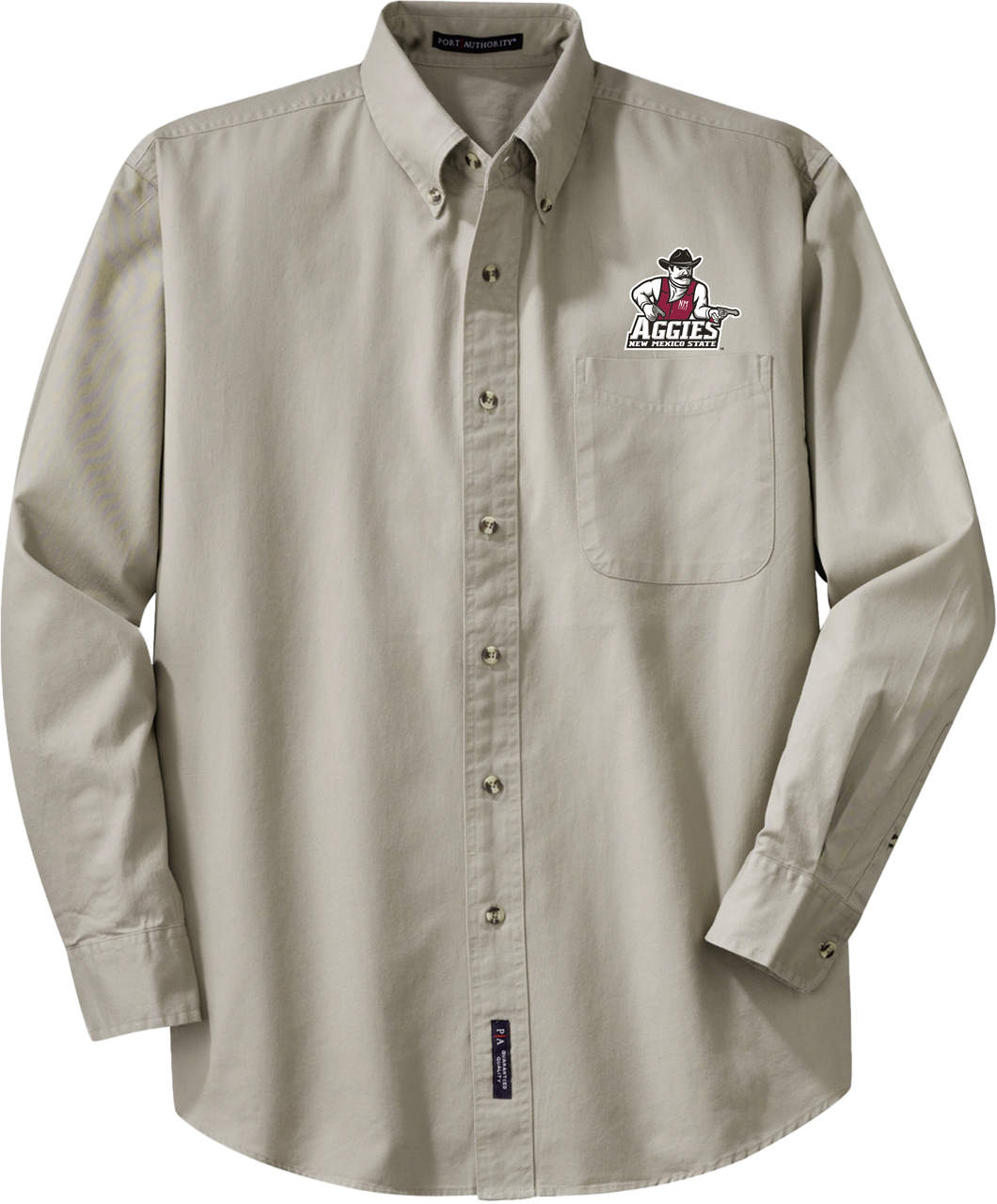 NMSU Khaki Embroidered Button-Down Shirt