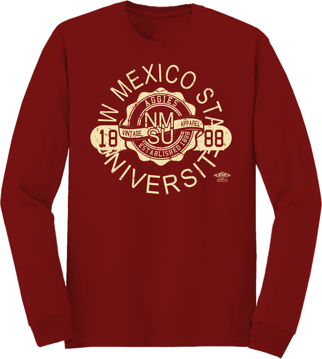 NMSU Seal Distressed Long-Sleeve T-Shirt